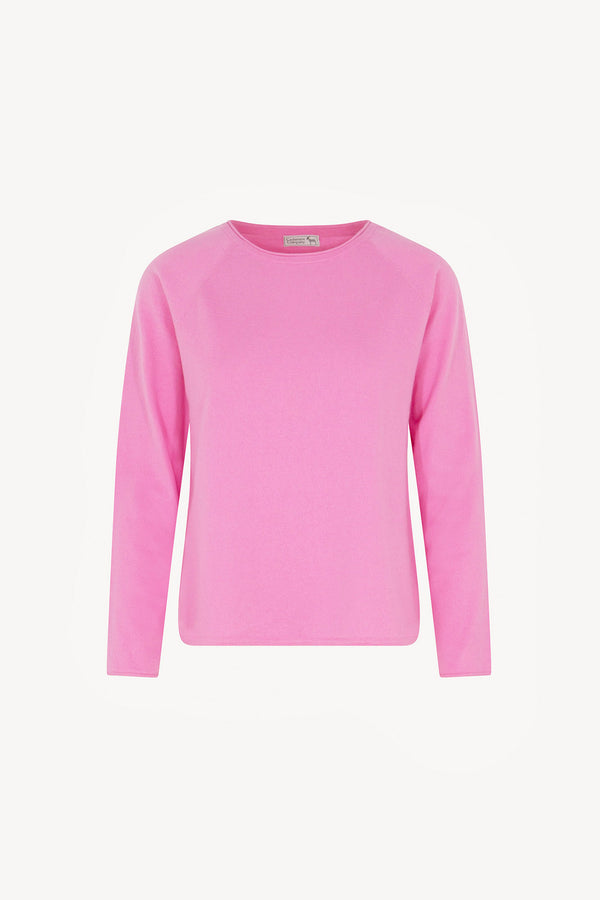 Maglia Girocollo in Cotone Seta Cashmere Rosa