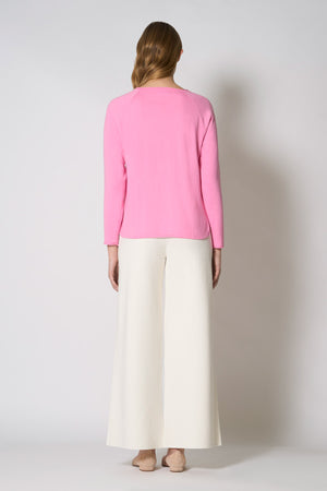 Maglia Girocollo in Cotone Seta Cashmere Rosa