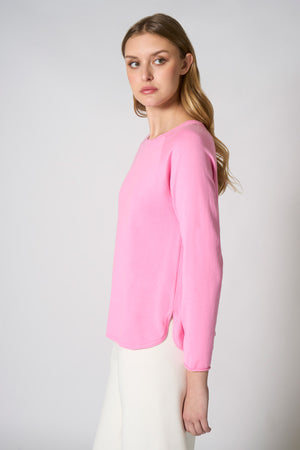 Maglia Girocollo in Cotone Seta Cashmere Rosa