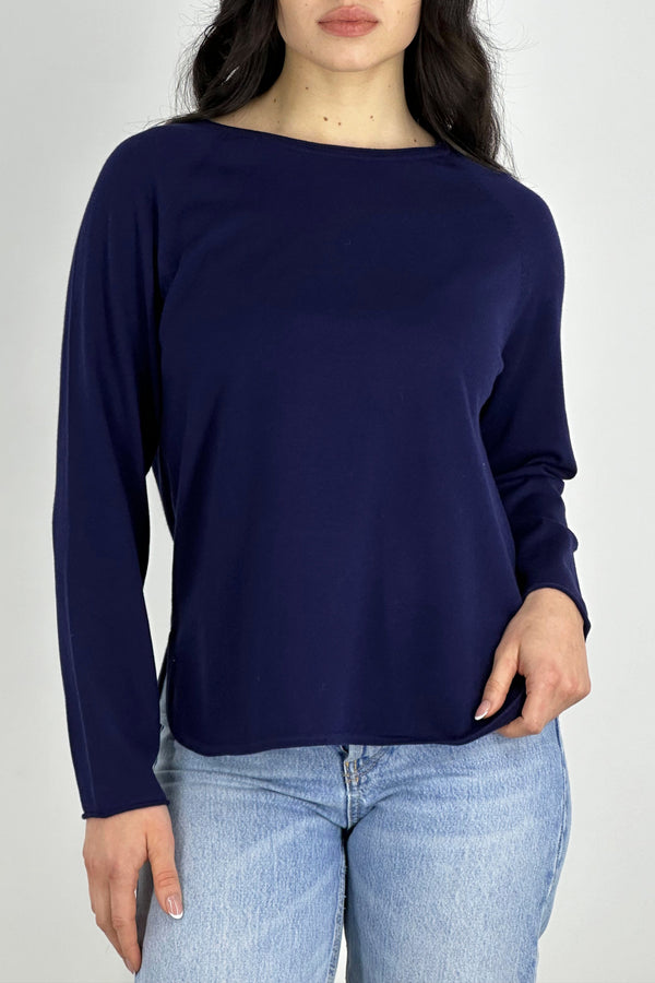 Maglia Stondata Cotone - Seta - Cashmere