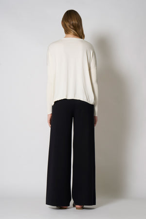 Cardigan Over in Cotone Seta Cashmere Bianco Latte