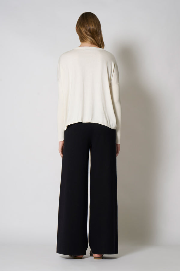 Cardigan Over in Cotone Seta Cashmere Bianco Latte