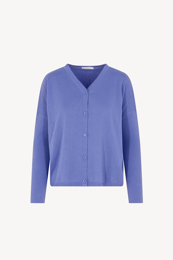 Cardigan Over in Cotone Seta Cashmere Fiordaliso