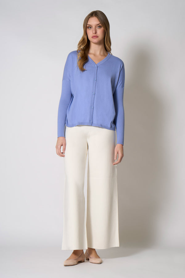 Cardigan Over in Cotone Seta Cashmere Fiordaliso