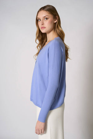 Cardigan Over in Cotone Seta Cashmere Fiordaliso