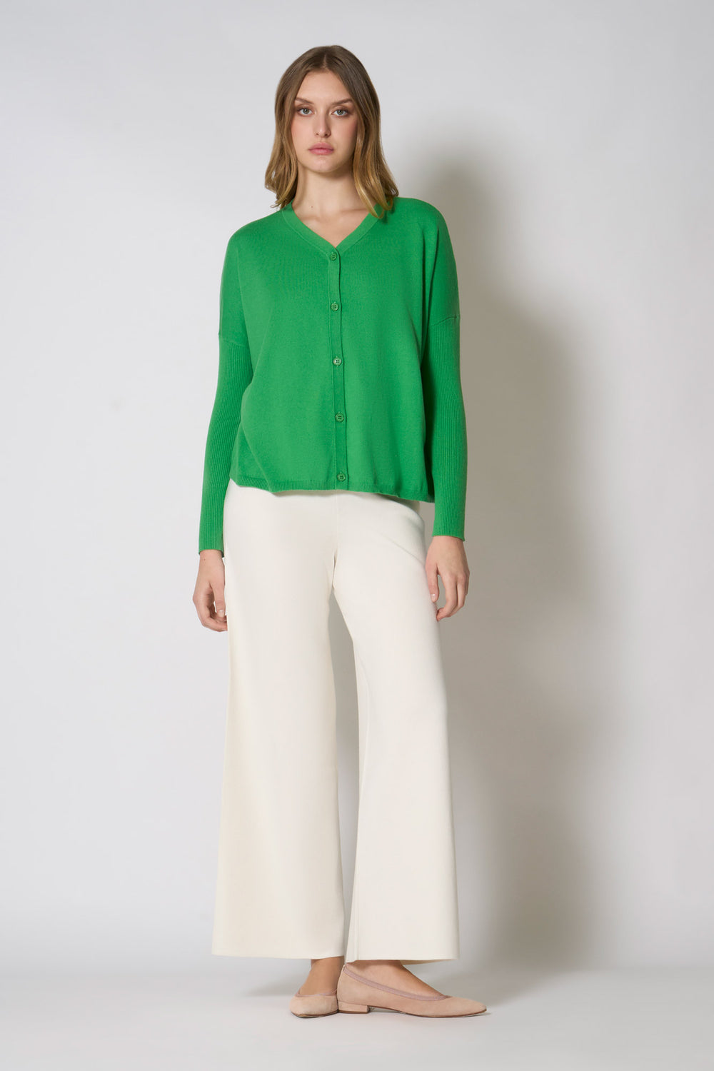 Cardigan Over in Cotone Seta Cashmere Verde