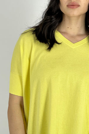 Maglia Scollo V Mezza Manica Over Cotone - Seta - Cashmere