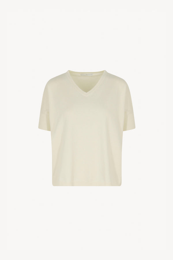 Maglia Scollo V Mezza Manica Over Cotone - Seta - Cashmere