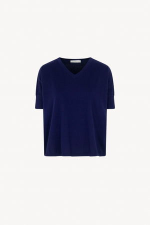 Maglia Scollo V Mezza Manica Over Cotone - Seta - Cashmere