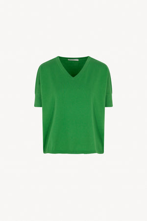 Maglia Scollo V Mezza Manica Over Cotone - Seta - Cashmere