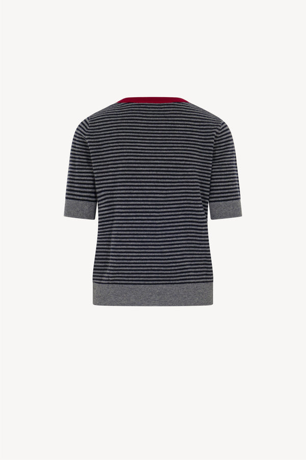 Girocollo Mezza Manica Righe Puro Cashmere