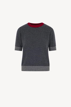 Girocollo Mezza Manica Righe Puro Cashmere