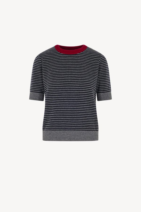 Girocollo Mezza Manica Righe Puro Cashmere