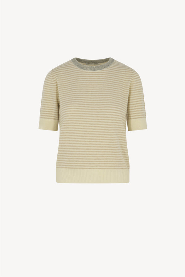 Girocollo Mezza Manica Righe Puro Cashmere
