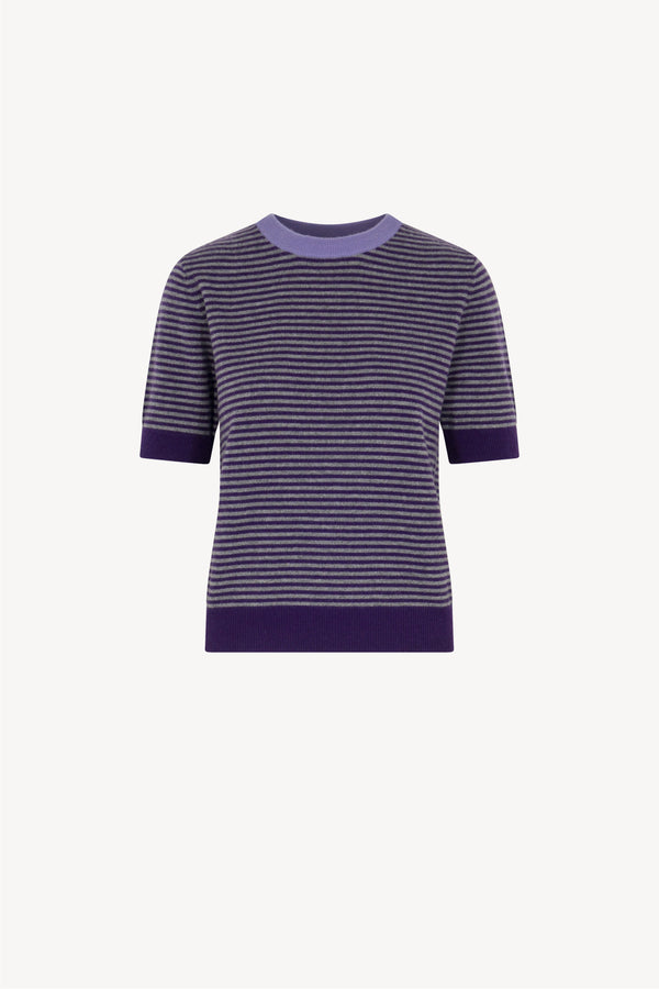 Girocollo Mezza Manica Righe Puro Cashmere