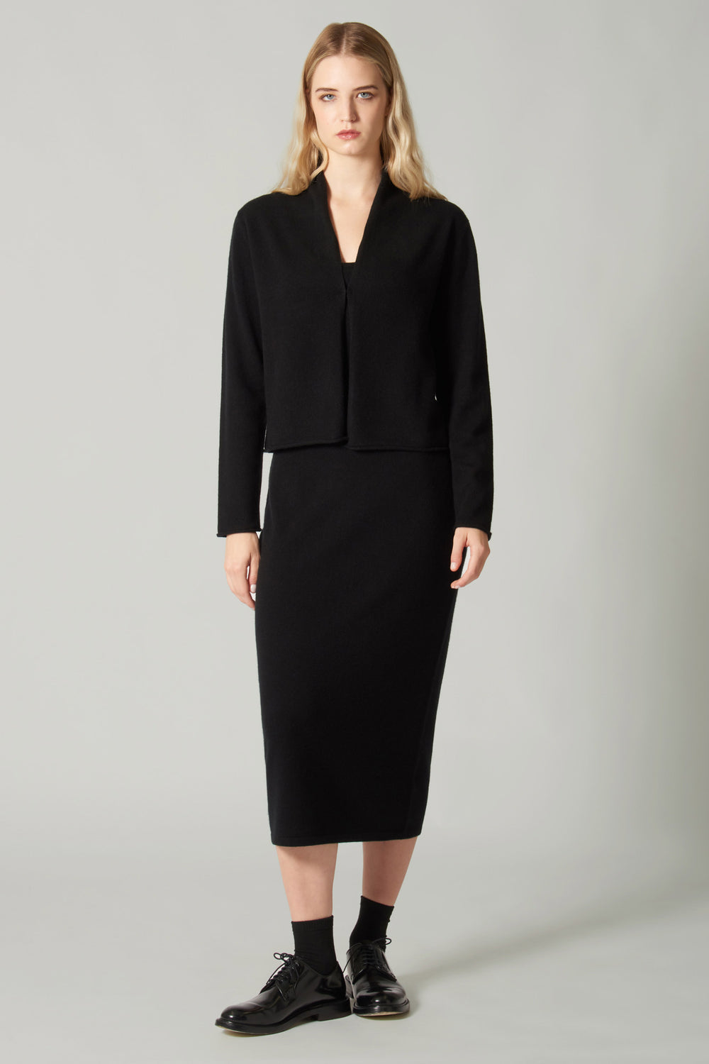 Cardigan Sciallato in Puro Cashmere Nero