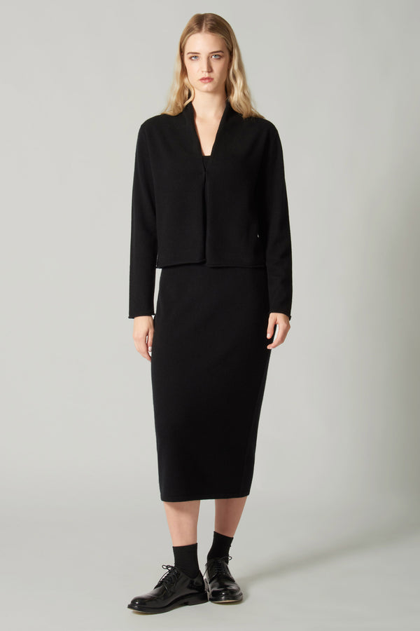 Cardigan Sciallato in Puro Cashmere Nero