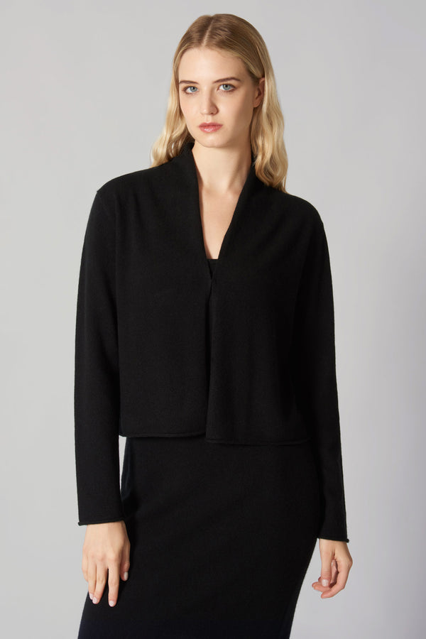 Cardigan Sciallato in Puro Cashmere Nero