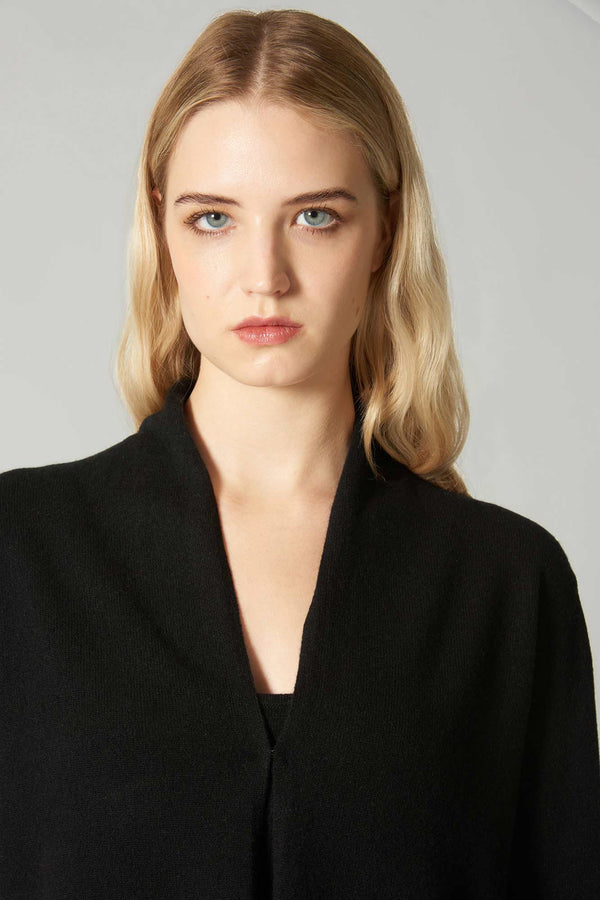 Cardigan Sciallato in Puro Cashmere Nero