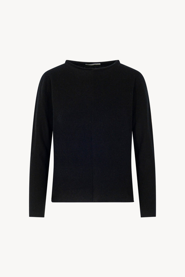 Girocollo Dritto-Rovescio in Puro Cashmere Nero