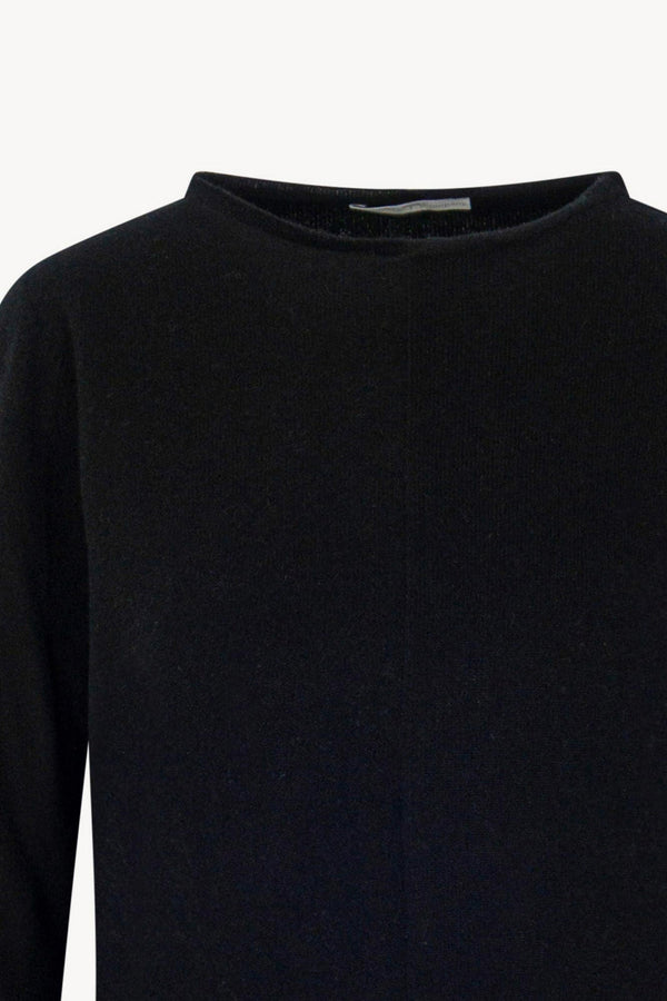Girocollo Dritto-Rovescio in Puro Cashmere Nero