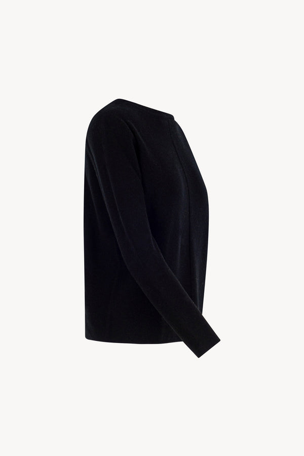 Girocollo Dritto-Rovescio in Puro Cashmere Nero