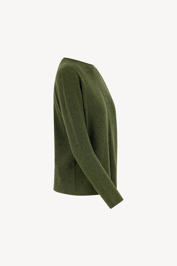 Girocollo Dritto-Rovescio in Puro Cashmere Loden