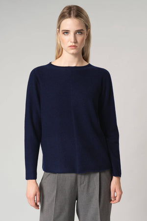 Girocollo Dritto-Rovescio in Puro Cashmere Acero