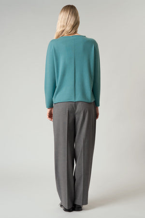 Girocollo Dritto-Rovescio in Puro Cashmere Turchese