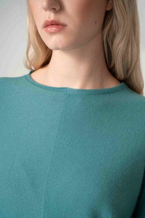 Girocollo Dritto-Rovescio in Puro Cashmere Turchese