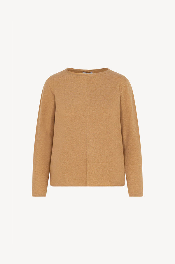 Girocollo Dritto-Rovescio in Puro Cashmere Cammello