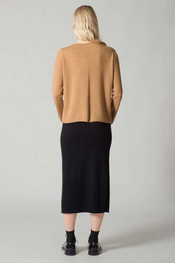 Girocollo Dritto-Rovescio in Puro Cashmere Cammello