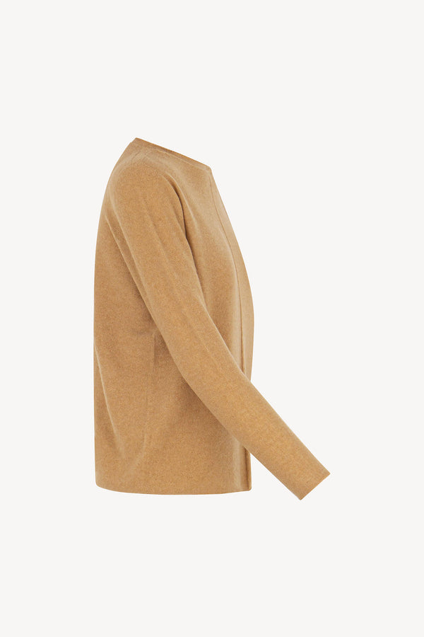 Girocollo Dritto-Rovescio in Puro Cashmere Cammello