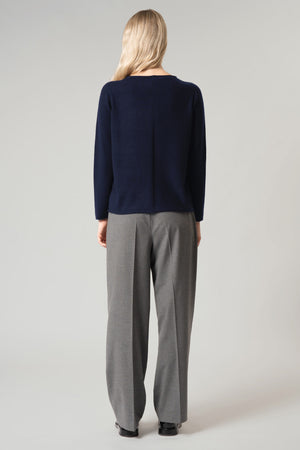 Girocollo Dritto-Rovescio in Puro Cashmere Notte