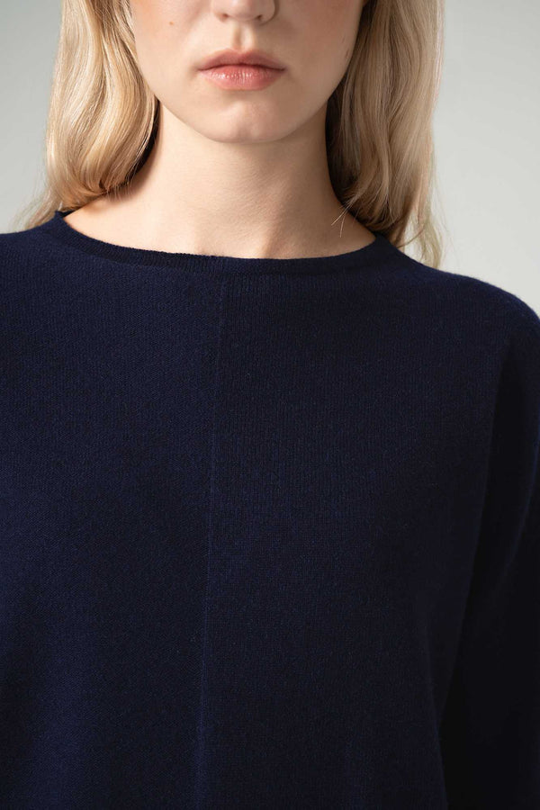 Girocollo Dritto-Rovescio in Puro Cashmere Notte