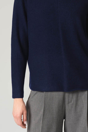 Girocollo Dritto-Rovescio in Puro Cashmere Notte