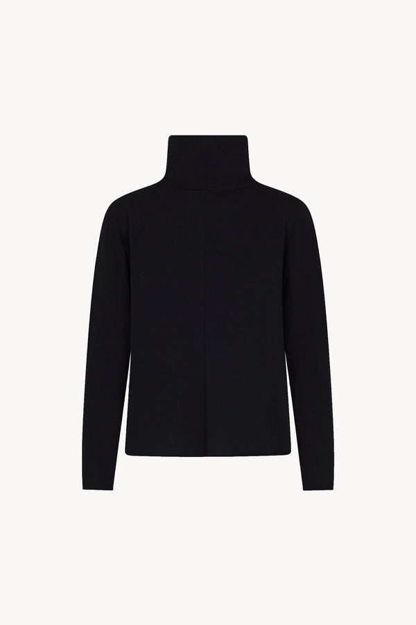 Maglia Lupetto Dritto-Rovescio in Puro Cashmere Nero