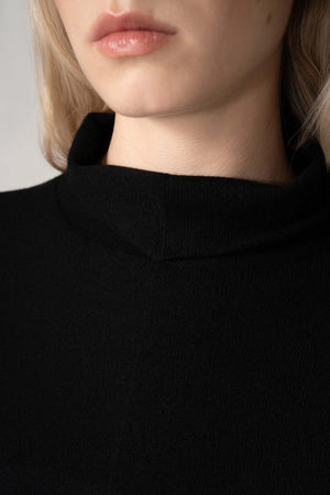 Maglia Lupetto Dritto-Rovescio in Puro Cashmere Nero