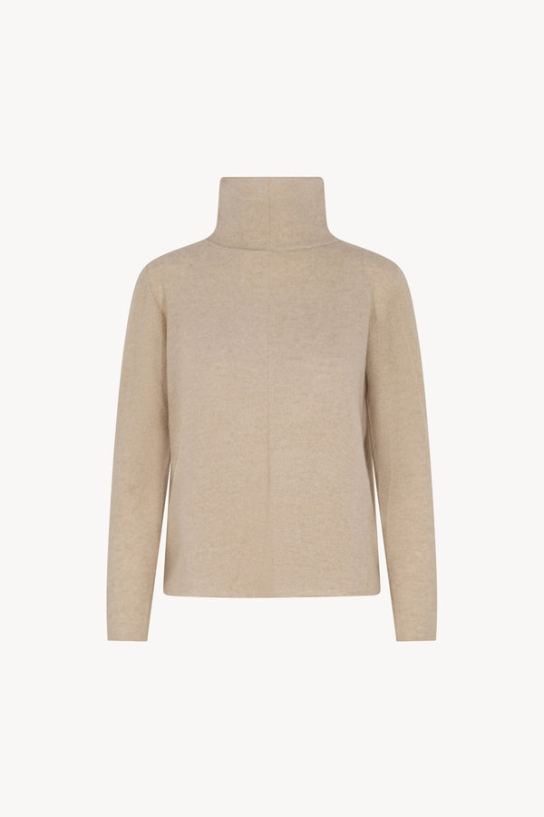 Maglia Lupetto Dritto-Rovescio in Puro Cashmere Avena