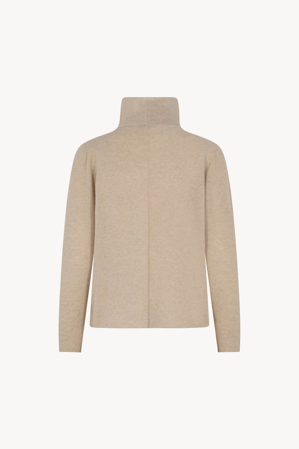 Maglia Lupetto Dritto-Rovescio in Puro Cashmere Avena