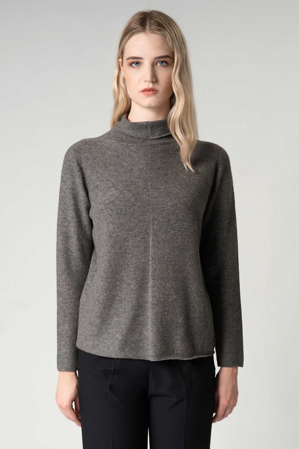 Maglia Lupetto Dritto-Rovescio in Puro Cashmere Avena