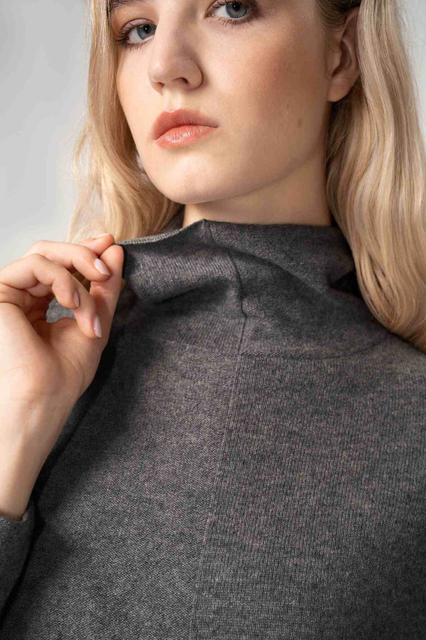 Maglia Lupetto Dritto-Rovescio in Puro Cashmere Derby