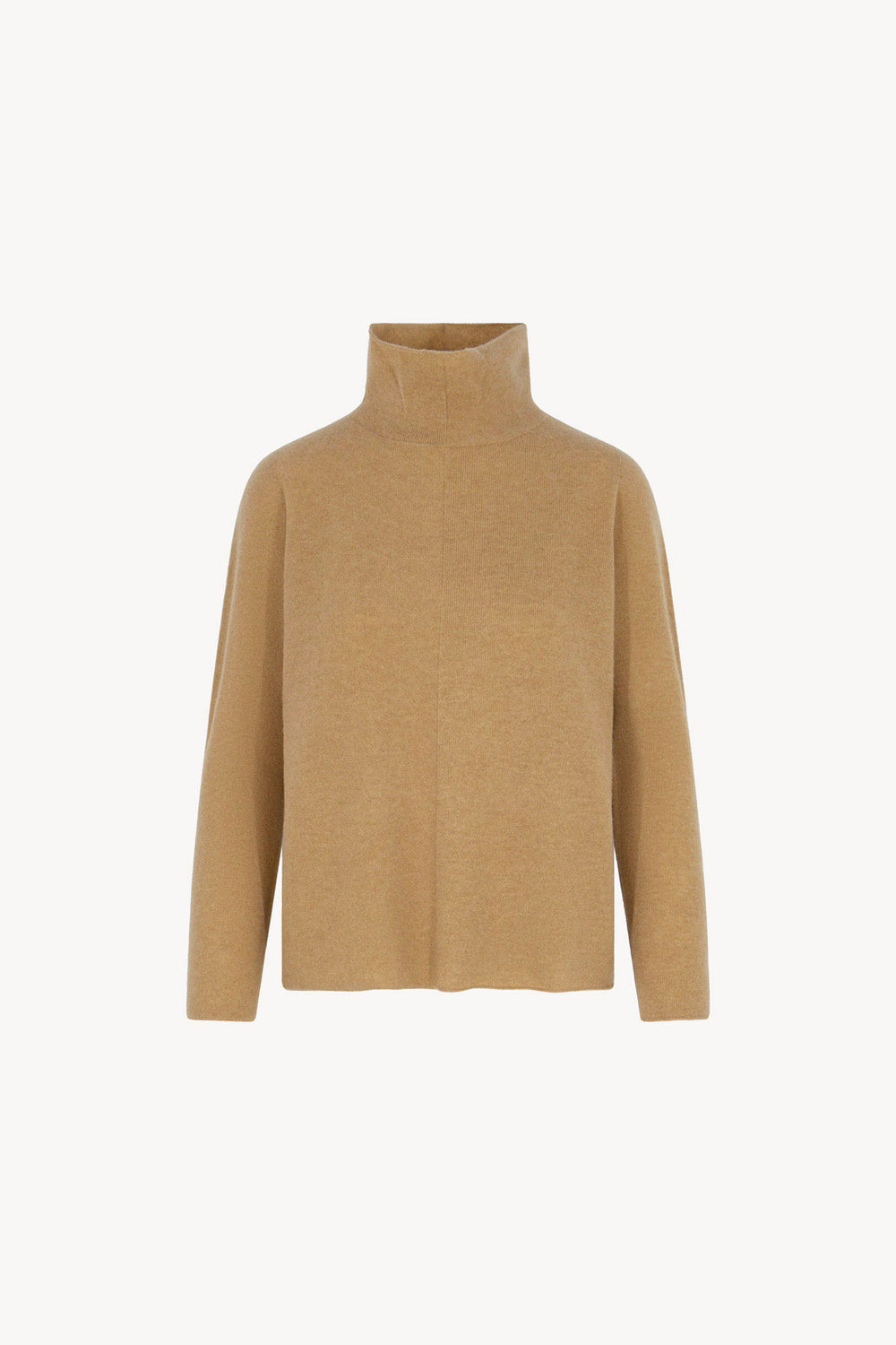 Maglia Lupetto Dritto-Rovescio in Puro Cashmere Cammello