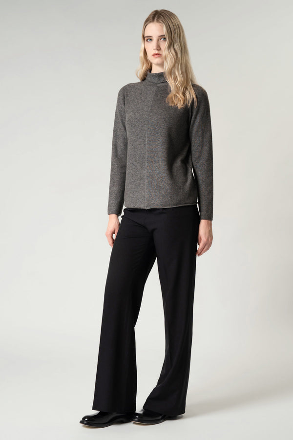 Maglia Lupetto Dritto-Rovescio in Puro Cashmere Cammello