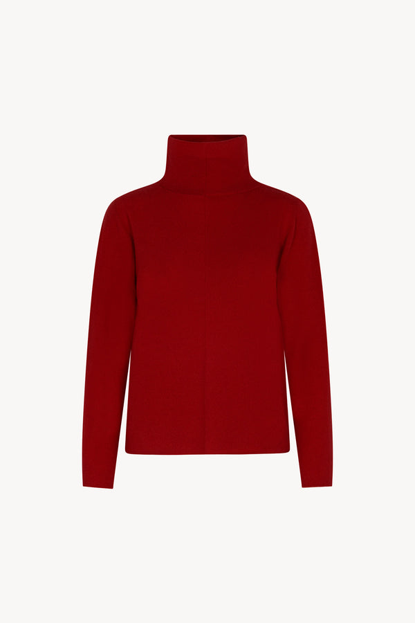 Maglia Lupetto Dritto-Rovescio in Puro Cashmere Rubino