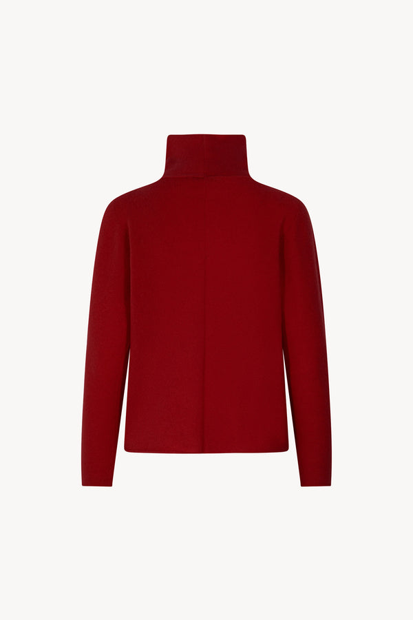 Maglia Lupetto Dritto-Rovescio in Puro Cashmere Rubino