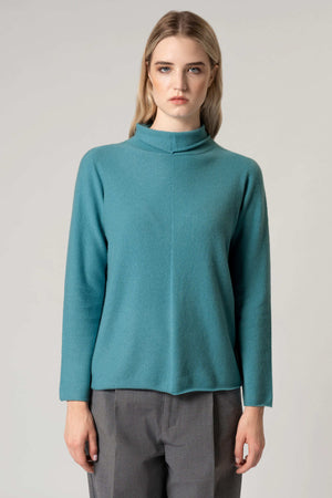 Maglia Lupetto Dritto-Rovescio in Puro Cashmere Notte