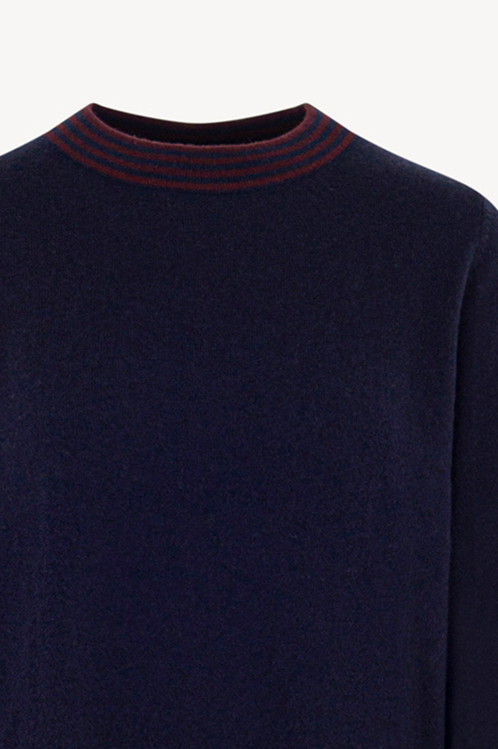 Maglia con Bordi a Righe in Puro Cashmere Notte-Acero