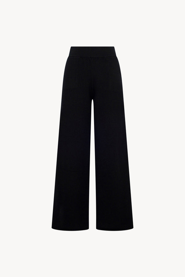 Pantaloni Ampi in Puro Cashmere Nero