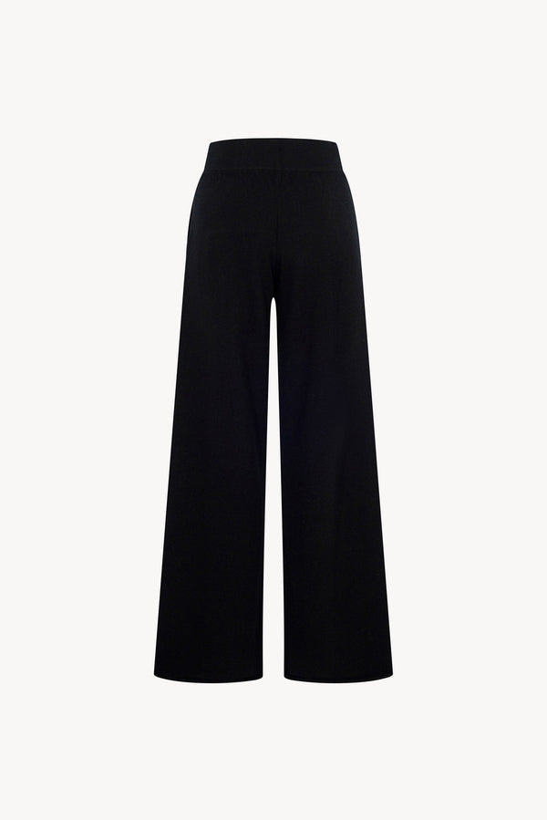 Pantaloni Ampi in Puro Cashmere Nero